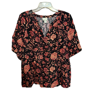 Ava & Viv Women's Floral Puff Sleeve Blouse Top Bright Floral Boho Plus Size 2X